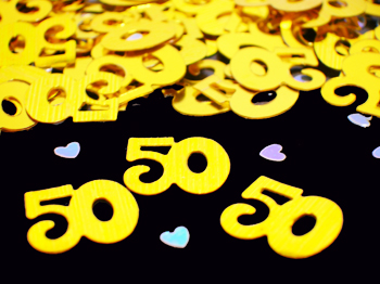 Gold Number 50 Confetti